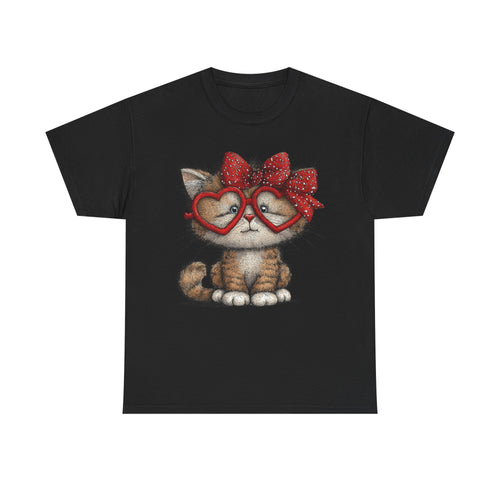 Cute Kitten with Heart Glasses Tee