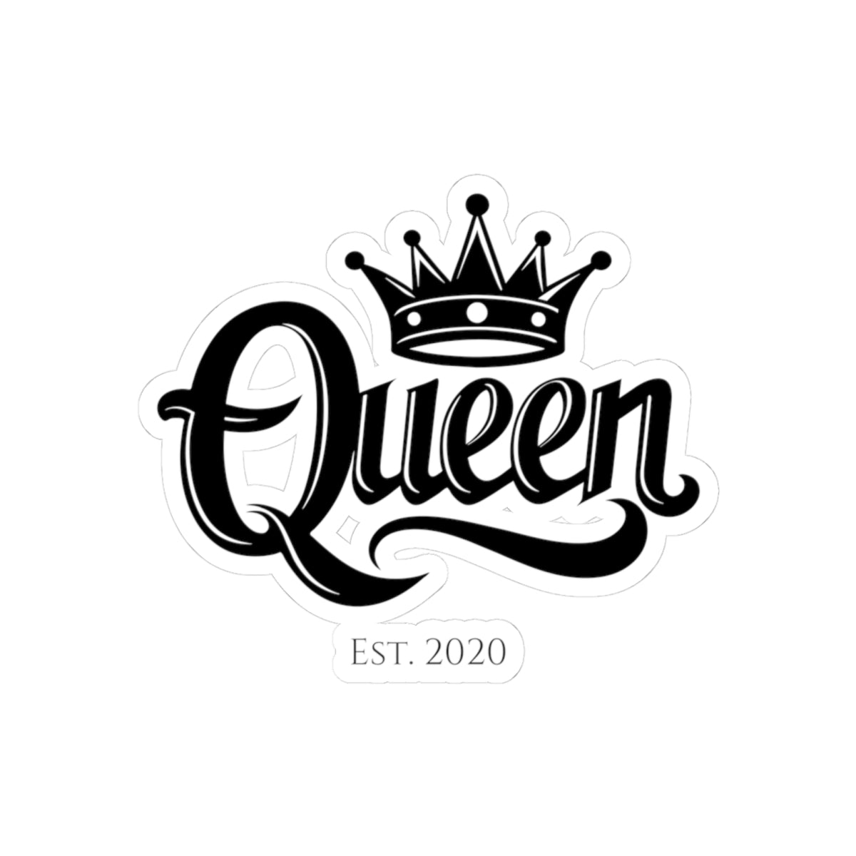 Queen Crown Sticker – “Queen” Script Kiss-Cut Vinyl Sticker