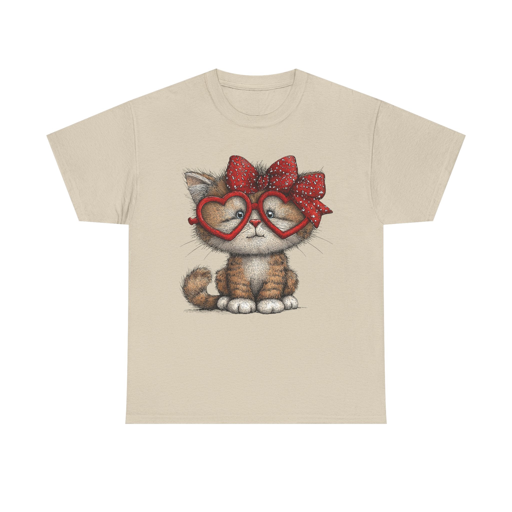 Cute Kitten with Heart Glasses Tee