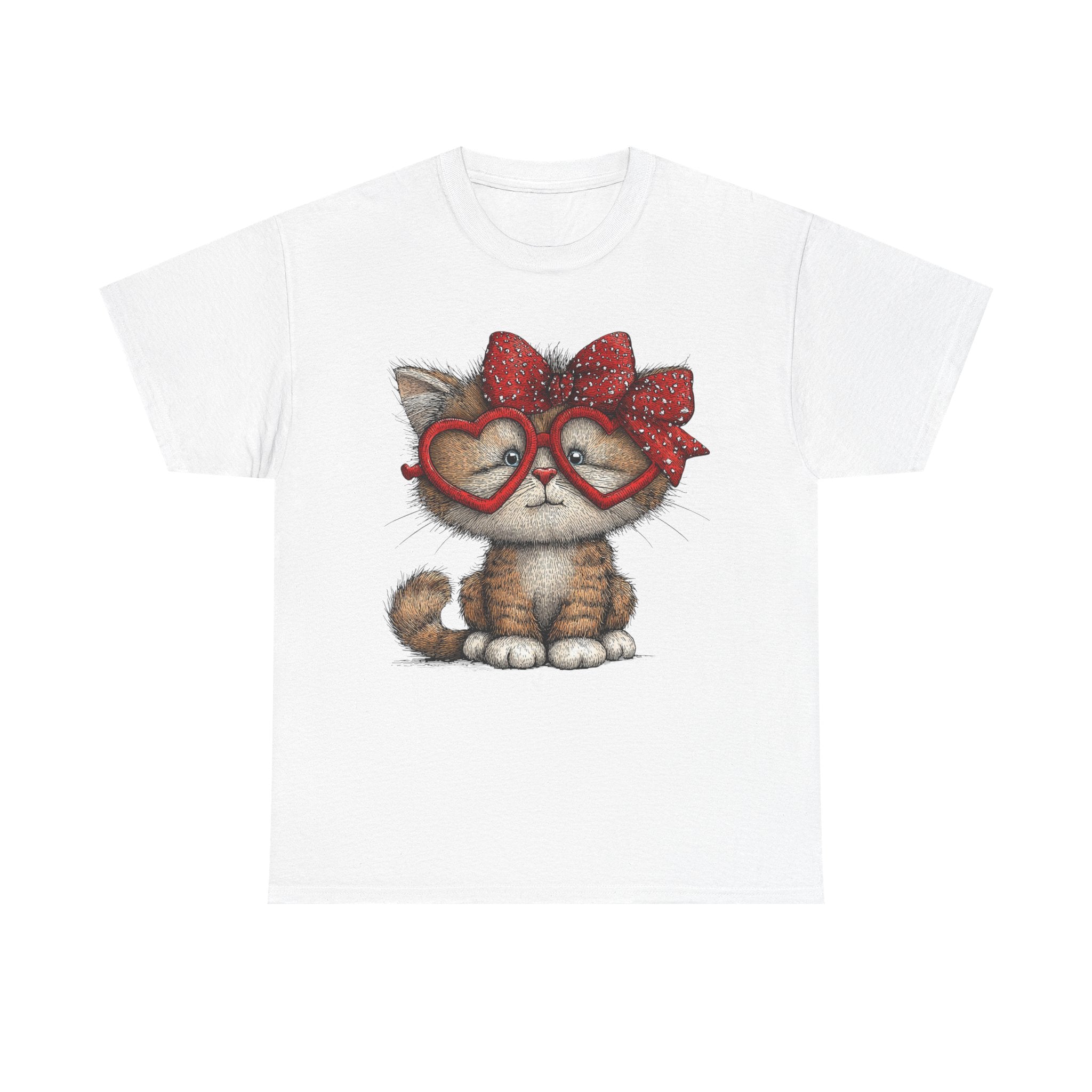 Cute Kitten with Heart Glasses Tee
