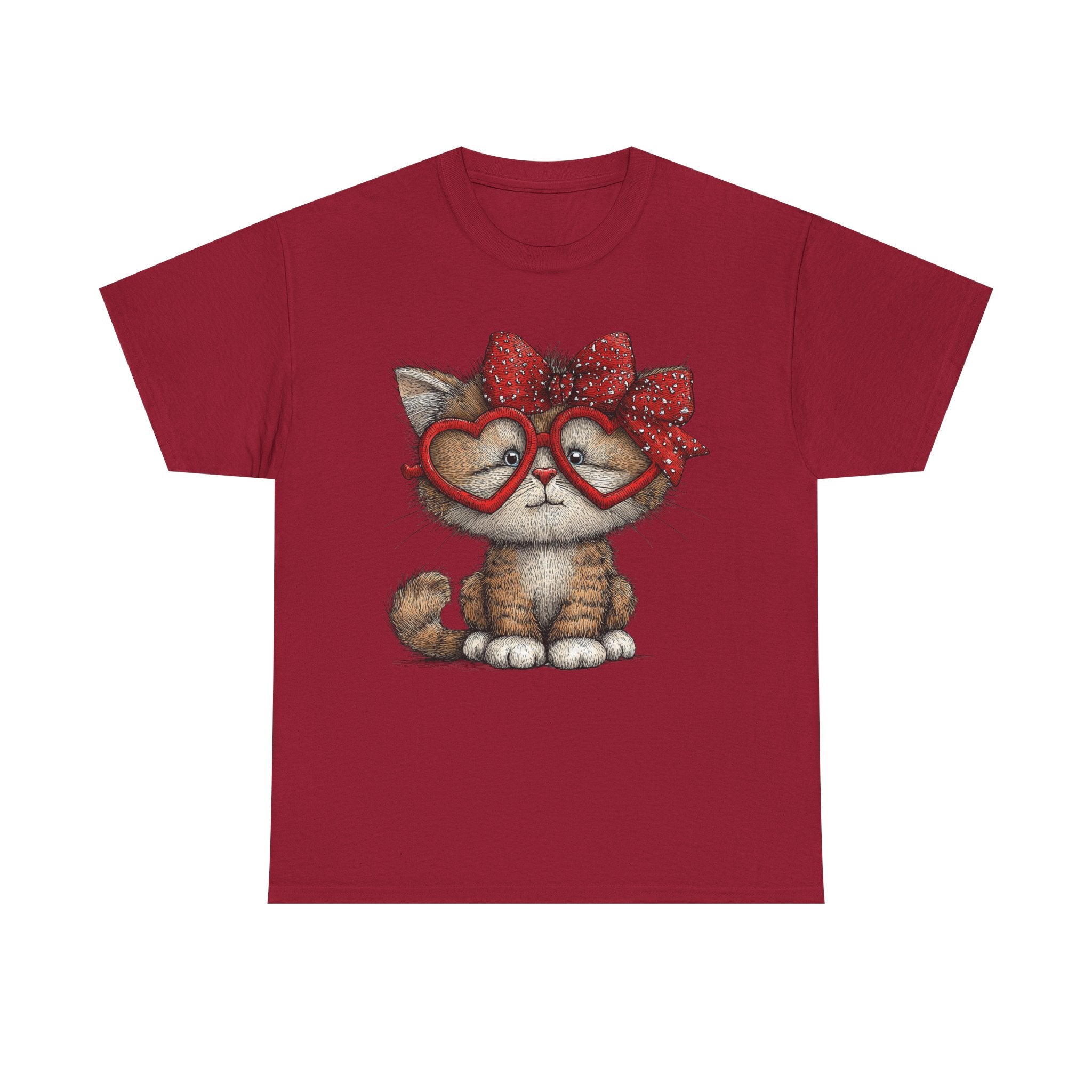 Cute Kitten with Heart Glasses Tee