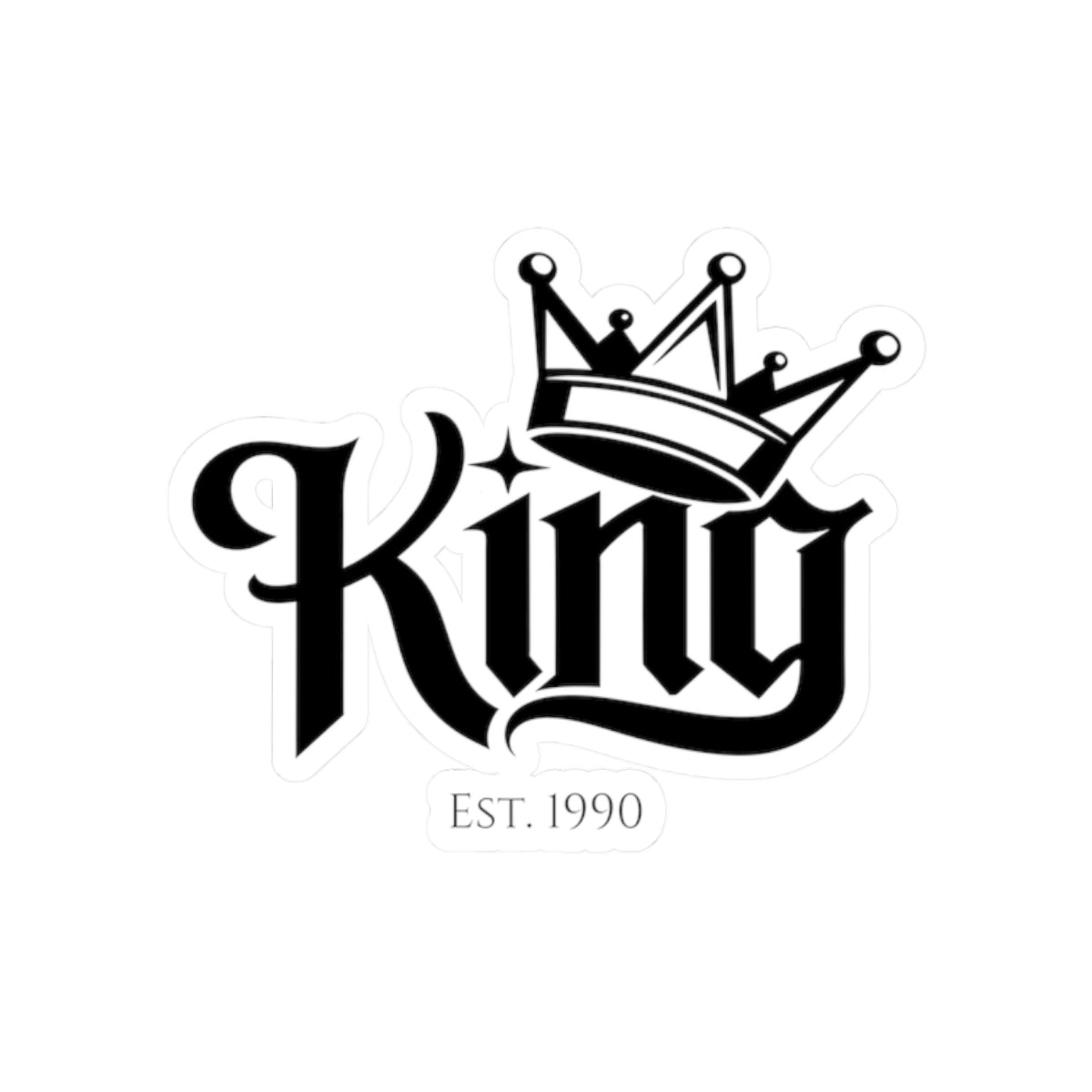 King Crown Sticker – “King” Script Kiss-Cut Vinyl Sticker