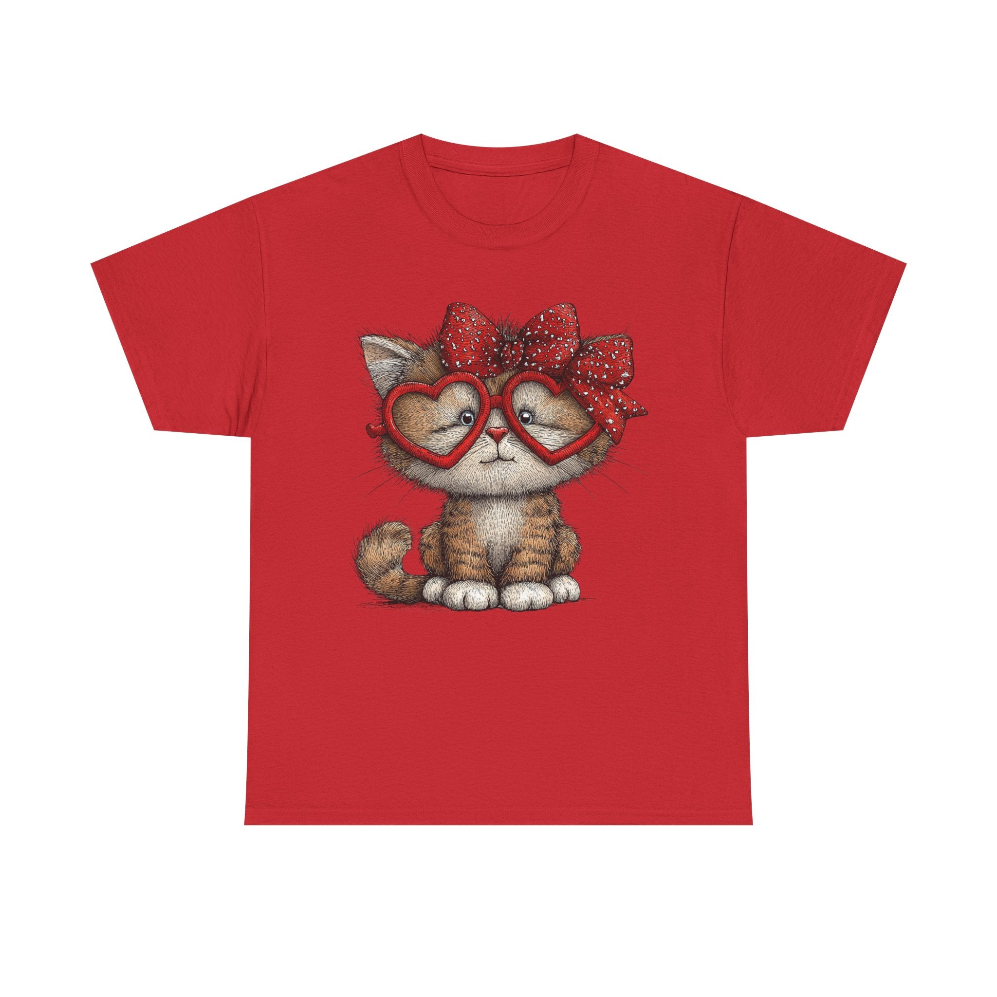 Cute Kitten with Heart Glasses Tee