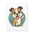 Cute Waving Puppy Stretched Canvas Print — Matte Wall Art